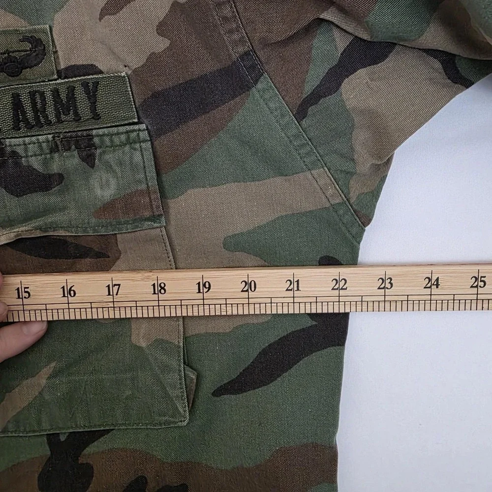 US Army Jacket Mens Med Reg Combat Coat Woodland Camo Name Airborne Calvary 1988